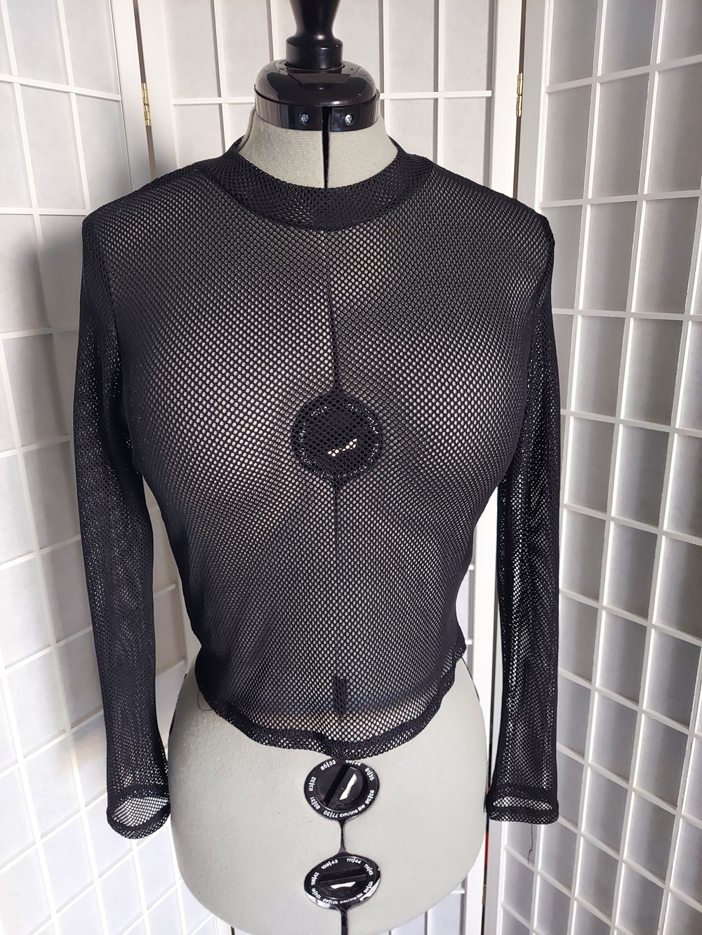 Killstar Black Fishnet Long-Sleeve Crop Top